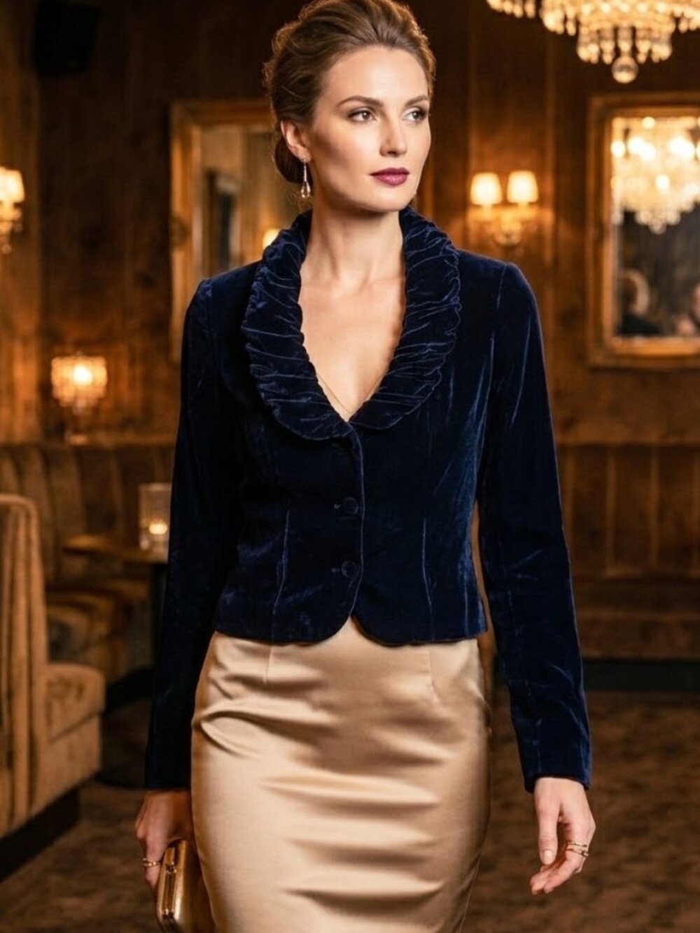 WYETH Todd Magill Velvet Blazer Midnight Blue Silk Rayon size S Evening Formal